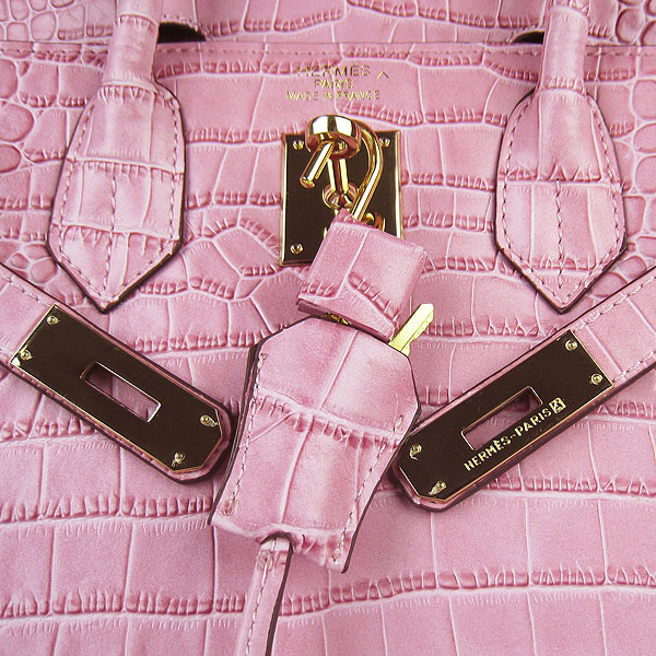 Replica Hermes Birkin 30CM Crocodile Veins Bag Pink 6088 On Sale - Click Image to Close